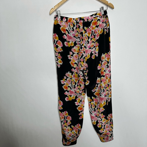 DYVNA 100% Silk Floral Printed Harem Ankle Pant Black womens 8 - Picture 4 of 4